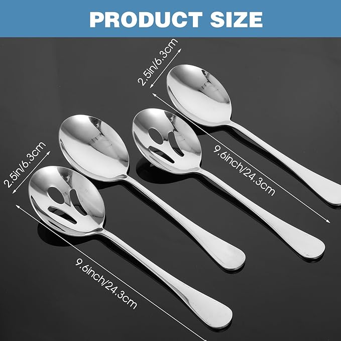 8 Pcs Stainless Steel Serving Utensils, Serving Set with Serving Spoons,Serving Fork,Soup Ladle,Lasagna Server,Pie Server,Polished Serving Utensil Set for Buffet Parties Home,Dishwasher Safe