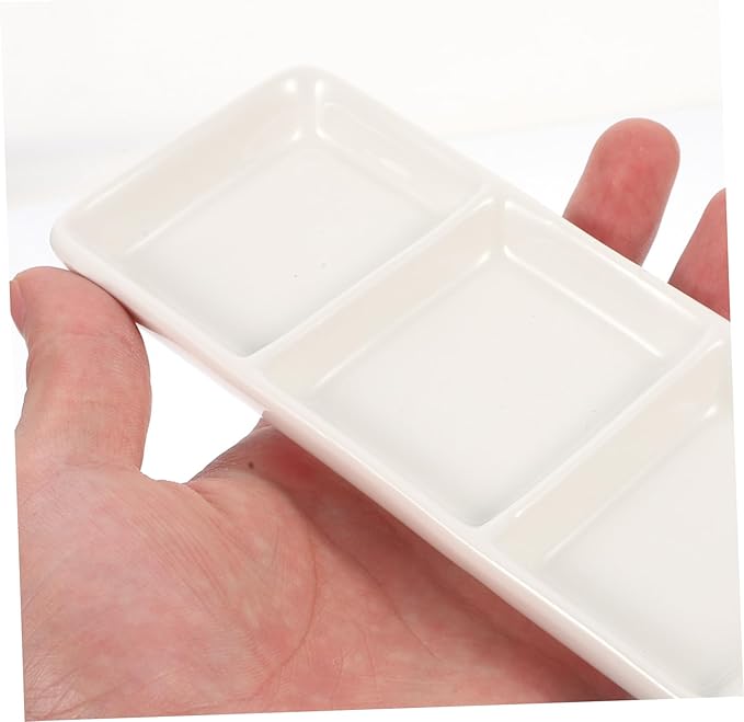 Happyyami 2PCS Ceramic Appetizer Plates Rectangular Snack Dishes for Seasoning Fruit and Dipping Versatile Serving Bowls for Home Restaurant and Catering