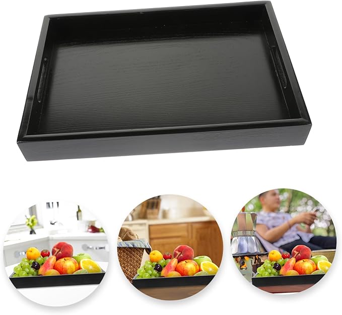 Luxshiny Wooden Food Serving Tray with Flat Handle Elegant Decorative Snack Tray for Fruits Desserts and Tea for Parties Gatherings and Kitchen Use