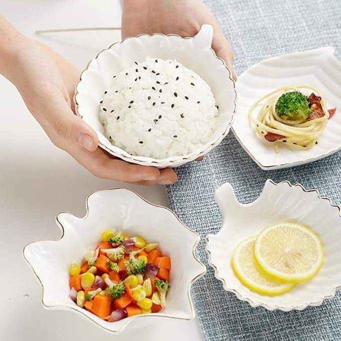 FAREWELL Dipping Bowls Ceramic Dipping Sauce Dish Leaf Shape Condiment Dish Saucer Dipping Bowl Appetizer Plate Condiment Saucer Appetizer Bowls