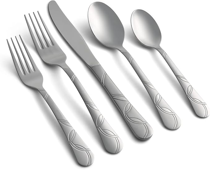 Cambridge 174720CSLG12DS Felicity Sand 20-Piece Flatware Set, Service For 4