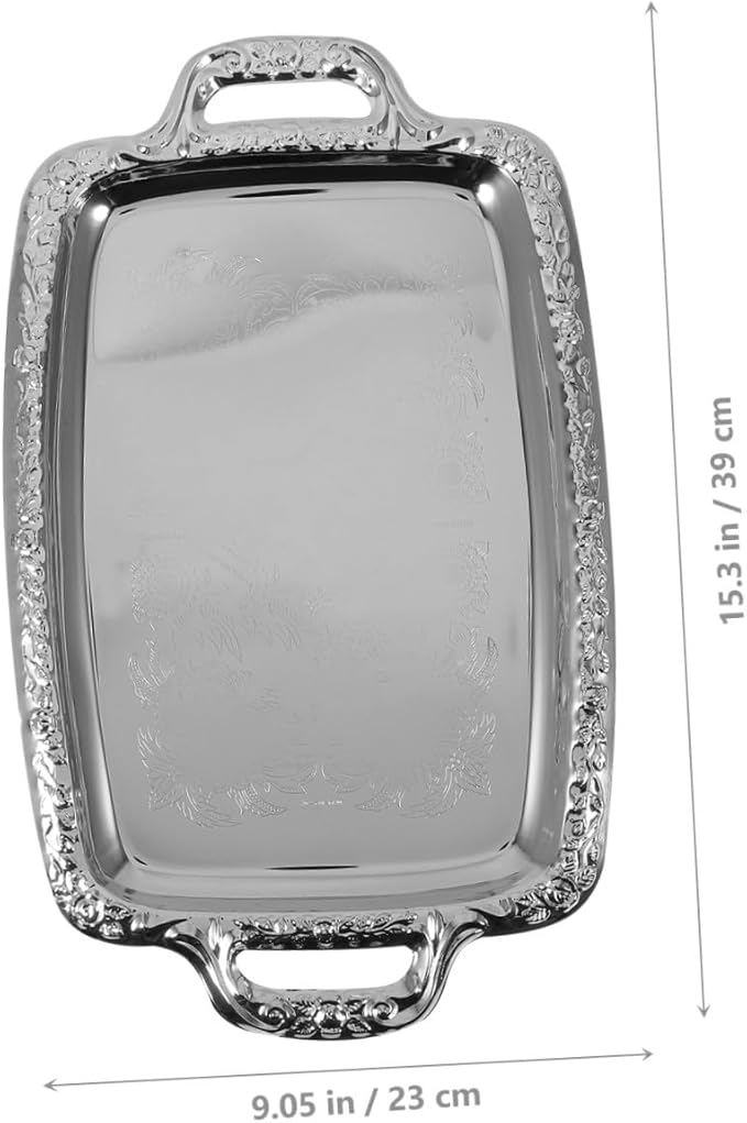 Alipis Retro European Style Bread Tray Multi-Purpose Metal Kitchen Serving Tray for Dining Room and Kitchen Handles for Appetizers and Desserts