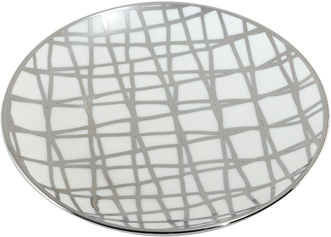 Certified International Matrix Silver Plated 6" Luncheion/Canape Plates Set of 6 Assorted Designs