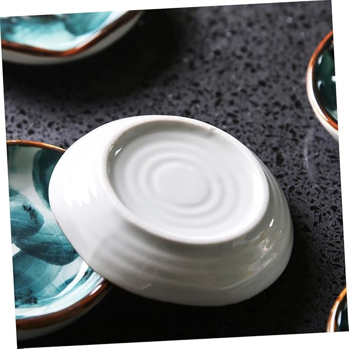 2PCS Handcrafted Ceramic Plates Small Handpainted Snack Dishes for Boys and Girls Retro Japanese Style Sauce and Dipping Bowls for Appetizers and Condiments