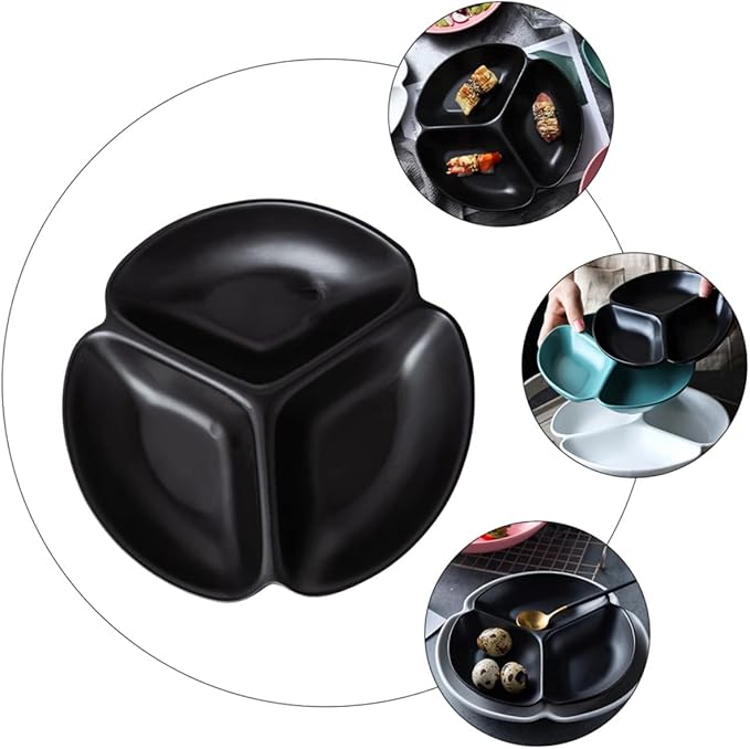 LIFKOME 1pc Separate Porcelain Plates Serving Trays Appetizer Plates Snack Fruit for Home Easy to Clean Material No Burrs for Family Restaurant Cafe