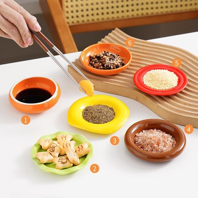 6-Piece Stackable Burger Plate Set - Hamburger Tableware Multi-Layer Dish Set for BBQ, Party & Appetizers (Mini Snack/Dessert Plates, Sushi Dip Tray) - Durable & Space-Saving