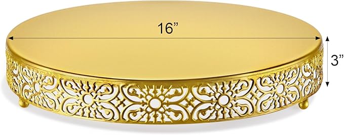 Wenqik Gold Wedding Cake Stand 16 Inch Metal Round Cake Stands Dessert Display Cupcake Stands Plates for Wedding Birthday Party Celebration