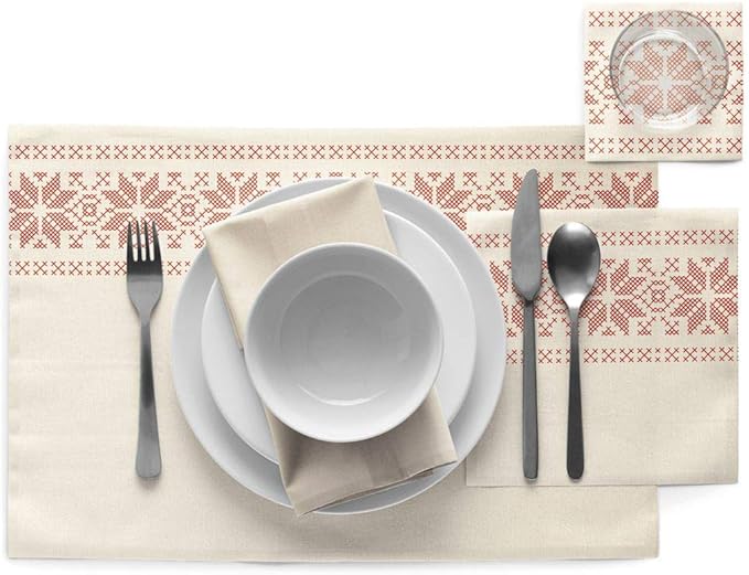 MY DRAP Cloth Washable and Reusable Dinner Napkin - 12.6 x 12.6 in (6 Per Roll, Recycled Cotton Christmas Jumper)