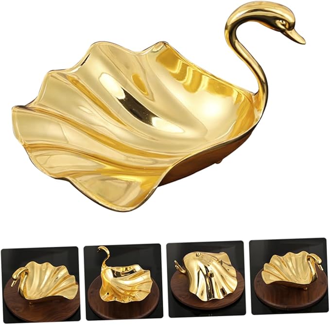 ABOOFAN Metal Serving Tray Fruit Plate Decorative Desk Tray Snack Display Gold Decorative Plate