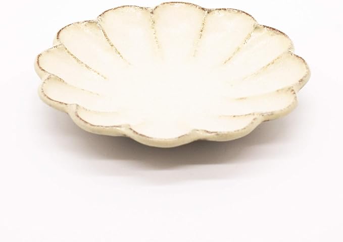 Mino Ware 555-0005 Kaneko Komohei Linka Plate, White Kneeling Flower, Diameter 5.5 inches (14 cm), Microwave and Dishwasher Safe, Made in Japan