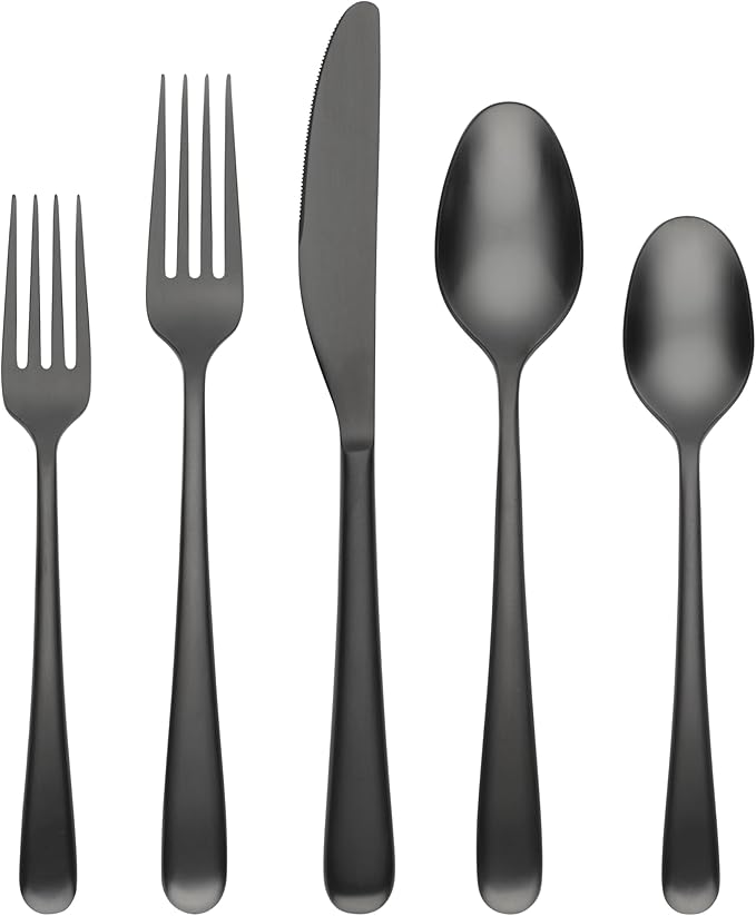 Cambridge 514520CKW12DS Rafael Black Flatware, 20-Piece Set