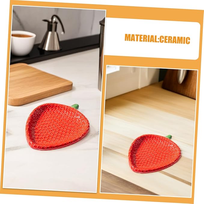 Luxshiny Strawberry Ceramic Dipping Plate: Small Plate For Sauces Snacks And Appetizers - Strawberry Dish For Family Parties And Restaurant Decor