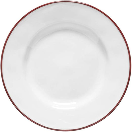 Costa Nova Ceramic Stoneware 6'' Bread Plate - Beja Collection, White & Red | Microwave & Dishwasher Safe Dinnerware | Food Safe Glazing | Restaurant Quality Tableware