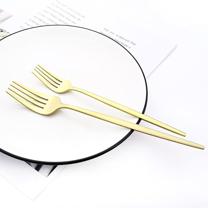 30Pcs Champagne Gold Mirror Finished Cutlery Set, 18/0 Stainless Steel Daily Use Silverware Kitchen Home Restaurant Party Dessert Flatware Set Include Knife/Fork/Spoon, Service For 6