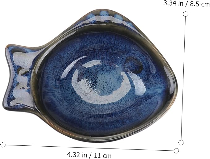 Ceramic Fish Shaped Sauce Dish Versatile Appetizer Plate for Condiments Fruits and Nuts Easy to Clean Serving Bowl for Home Restaurants and Picnics Blue