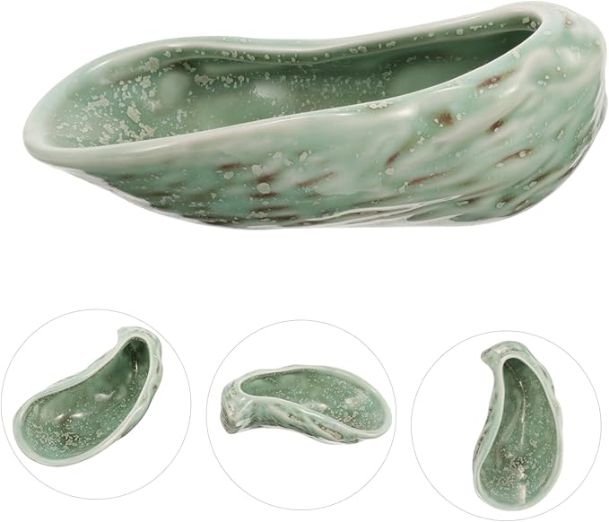 Cabilock Ceramic Serving Plate Set Vintage Restaurant Style Oyster Shell Platter 4-Piece Caviar Dish and Appetizer Tray for Elegant Dining Food-Grade Parties and Restaurants