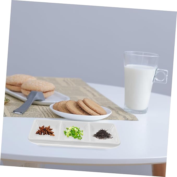 2Pcs Ceramic Snack Plates Rectangular Dishes for Dipping Seasoning and Appetizers Versatile Use for Home School and Restaurants
