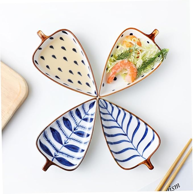 Amosfun 3pcs Ceramic Sauce Dipping Dishes Set Glazed Color Seasoning Plates Snack Food Serving Bowls for Appetizers for Parties and Entertaining Random Style