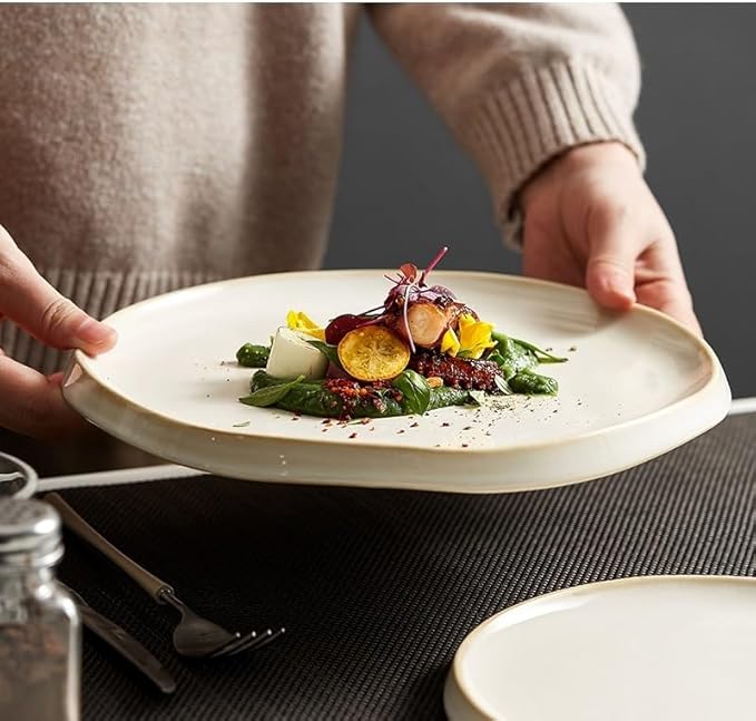 Dessert Plates Simple Ceramic Dinner Plate Round Pasta Steak Plate Restaurant Creative Tableware Snack Dessert Plate Dessert Plate