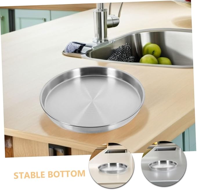 Round Stainless Steel Serving Plate Dinner Tray for Sushi Steak and Snacks Versatile Kitchenware for Home and Commercial Use Capacity Design