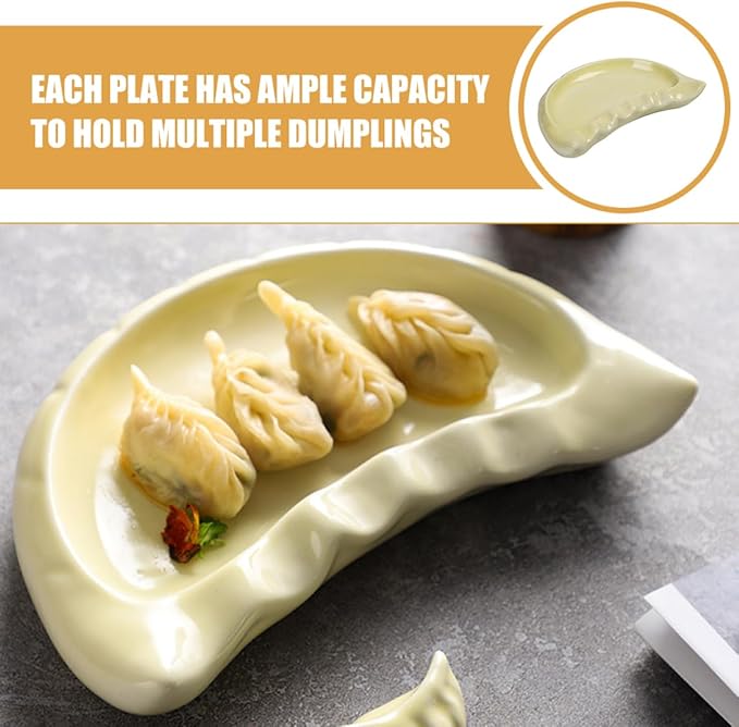 VALICLUD Ceramic Dumpling Shaped Plate Creative Tableware for Restaurants for Appetizers Snacks Desserts Spacious Design for Family Gatherings Dining Experiences