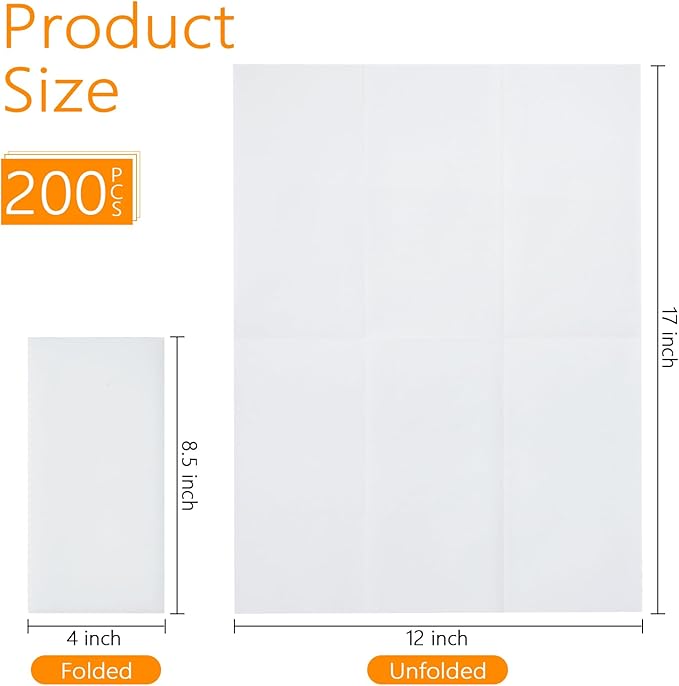200 Pack Disposable Bathroom Napkins, 12" x 17" Linen-Feel Soft and Absorbent Paper Guest Towels, Dinner Napkins Hand Towels for Kitchen, Parties,Weddings,Event
