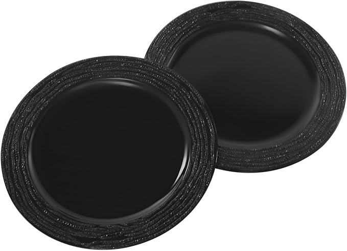 100 Pack Chargers for Finner Plates, 13 Inch Plastic Round Bright Charger Plates Bulk, Wedding Decoration for Table Setting Wedding Party Event Tabletop (Black)