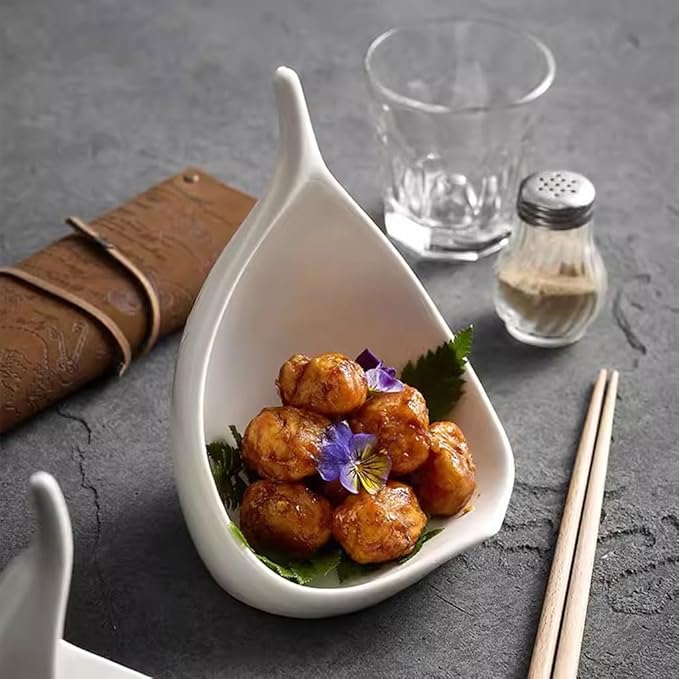 Kitchen Plates Creative White Dinner Plate Hotel Restaurant Salad Plate Appetizer Plate Commercial Tabletop Decoration Tableware Restaurant Plates(8in)