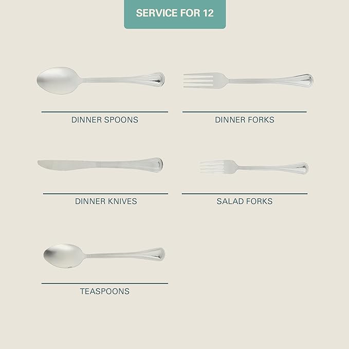 Gibson Home South Bay 65-Piece Stainless Steel Flatware Utensil Set with Wire Caddy – Silverware Service for 12 Plus Hostess Serving Pieces