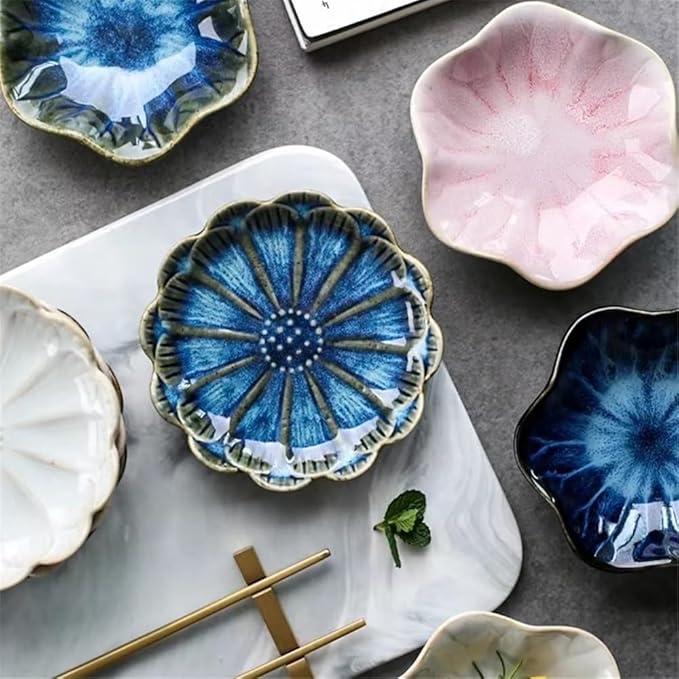 Appetizer Plates Ceramic Plate Retro Kiln Glaze Multi-purpose Storage Tray Dipping Sashimi Sushi Soy Dishes for Condiment