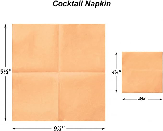 AH AMERICAN HOMESTEAD Paper Cocktail Napkins - Linen-Like Disposable Beverage Bar Napkins 4.75" x 4.75" - Bulk Square Napkins - Ideal for Party or Wedding (Peach -100 Count)