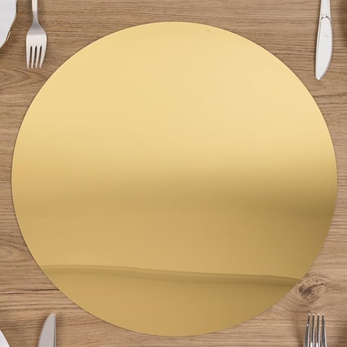 Efavormart 10 Pack Gold Round Acrylic Mirror Tray for Decoration, Large Circle Candle Plate Centerpiece Bases - 16"