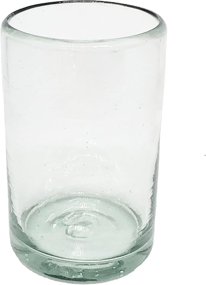 MexHandcraft Clear Blown 9 oz Juice Glasses (set of 6) Mexican Handmade Glassware, Recycled Glass, Lead-free, Toxin-Free (Juice)