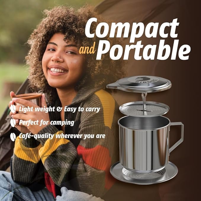 Birdee Vietnamese Coffee Dripper - 16oz (Pack of 2), Stainless Steel, Large Drip Filter, Durable, Dishwasher Safe, Home Use, Travel, Camping, Gift Sets