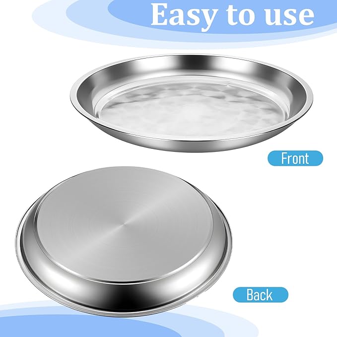 10 Pack Stainless Steel Silver Serving Tray, 12 Inch Round Serving Bar Silver Serving Platter Sturdy Metal Display Tray for Coffee Table Party Club Home