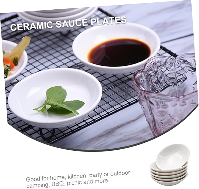 Cabilock 6pcs Home Restaurant Use Ceramic Sauce Plates Dipping Dishes Seasoning Dishes Small Plates Sauce Storage Holder