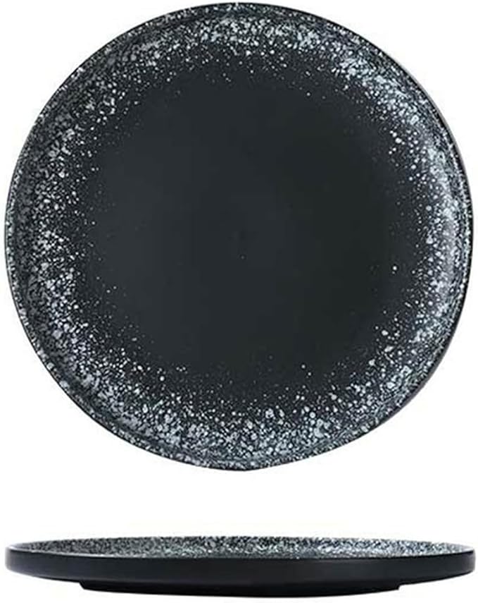 Japanese solid color household simple and exquisite underglaze ceramic plate -10-inch steak plate (ink snow)