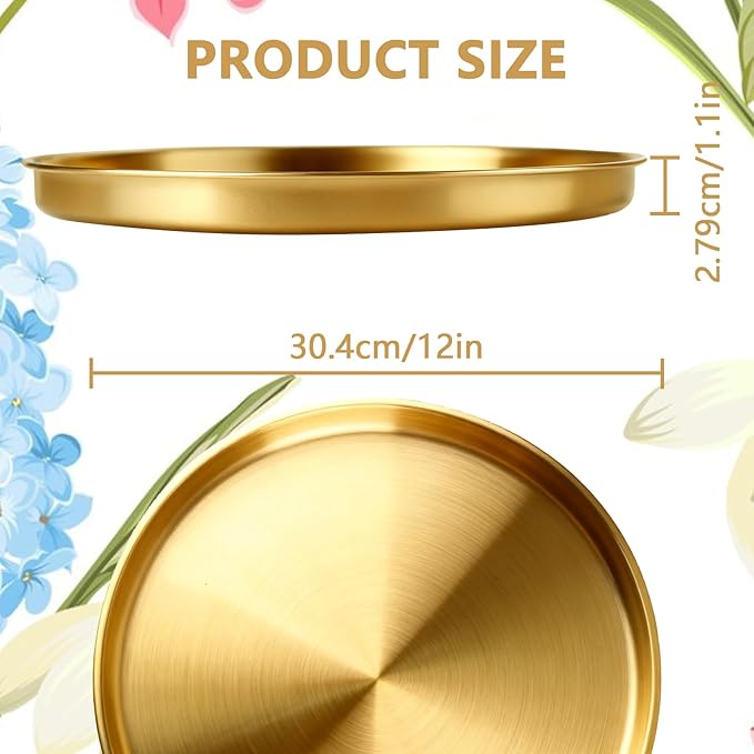 Gold Round Serving Tray, 12", 1 Pack