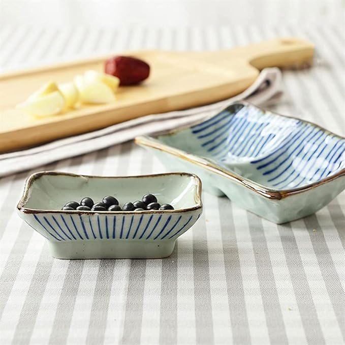 Dipping bowl,Ceramic Sauce Dishes,Set of 2 Ceramic Appetizer Plates Sauce Dishes Soy Sauce Dipping Plates Appetize Bowls Side Dishes Serving Dish for Kitchen Home(6.5inch)