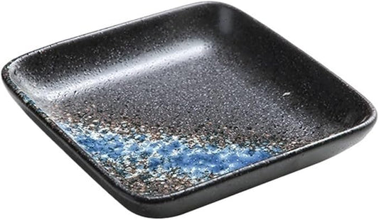 Sauce Dish Ceramic Square Plate Commercial Cuisine Grilled Meat Small Dishes Snack Plate Restaurant Tableware Household Ceramic Plate Snack Plate(A)