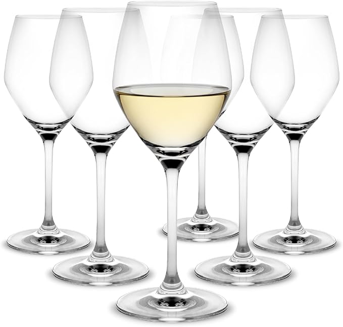 Holmegaard Perfection White Wine Glass, Clear, 7.9" H x 3.1" D, 10.8 oz, Set of 6, Designed by Tom Nybroe, Gift Box Included