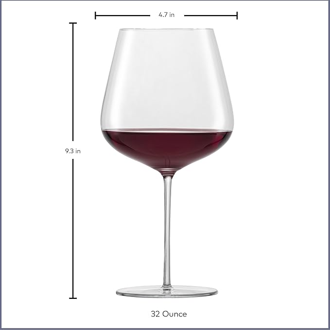 Zwiesel Glas Vervino Burgundy Red Wine Glass (Set of 6), Burgundy Glasses for Red Wine, Dishwasher-Safe Tritan Crystal Glasses, Made in Germany (32 Ounce)