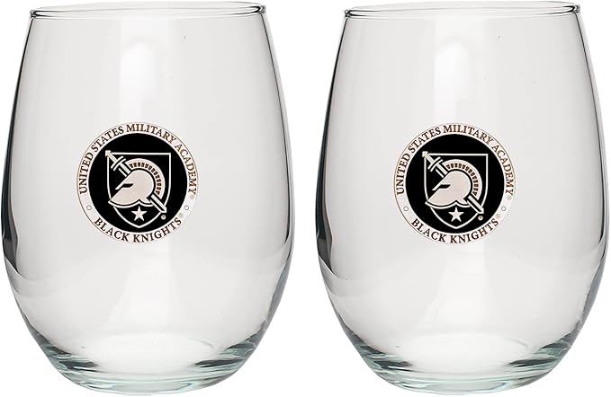 Heritage Pewter United States Military Academy Black Knights Stemless Glass Goblets – Set of 2 | 15 OZ Goblet Wine Glasses | Expertly Crafted Pewter Glass