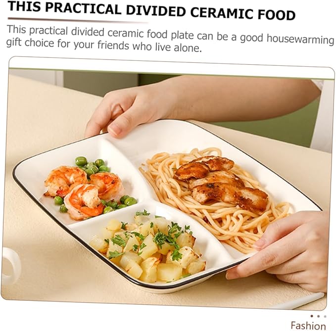 Ceramic Divided Plate Dinnerware for Appetizers Desserts and Portion Control Easy to Clean Stylish Design for Home Use