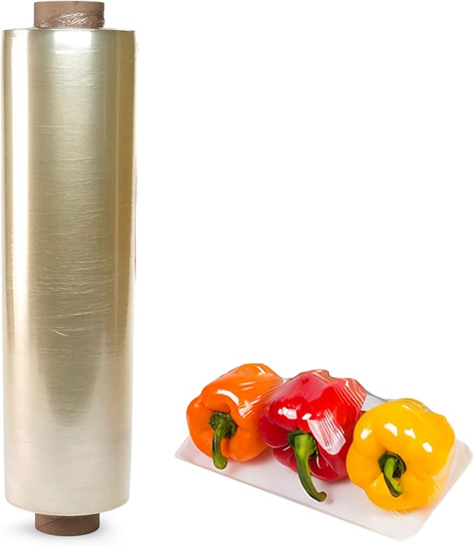 IDL Packaging 18" x 2000' Food Wrap Film Roll, 3" Core - USA-Made Clear Plastic Cling Film, BPA Free – Durable, Safe Food-Grade Wrap for Storing & Packing Food