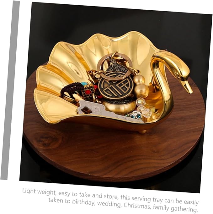 ABOOFAN Metal Serving Tray Fruit Plate Decorative Desk Tray Snack Display Gold Decorative Plate