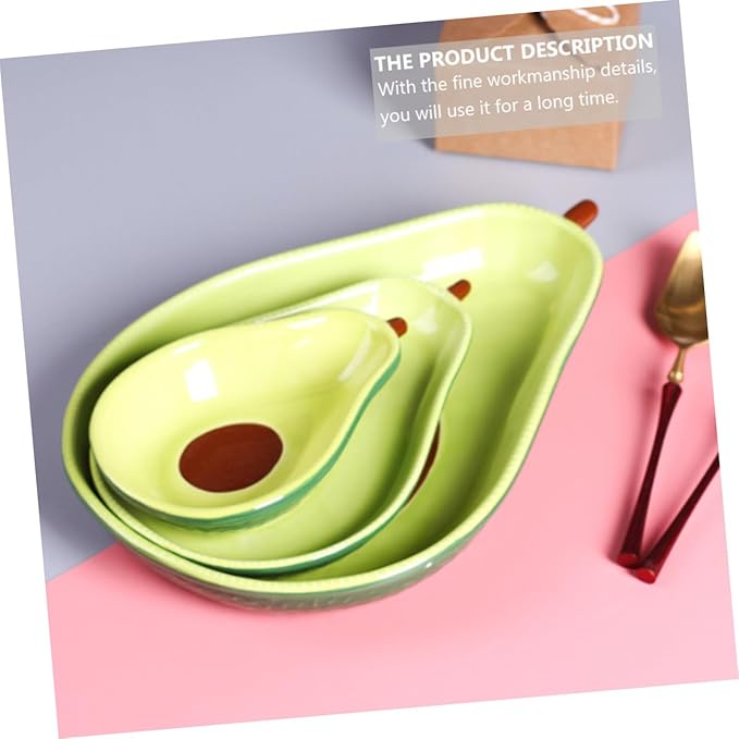 Avocado Shape Ceramic Plate Medium Creative Salad Fruit Plate Sturdy Appetizer Dessert Tableware for Snacks with Thick Design Safe Material