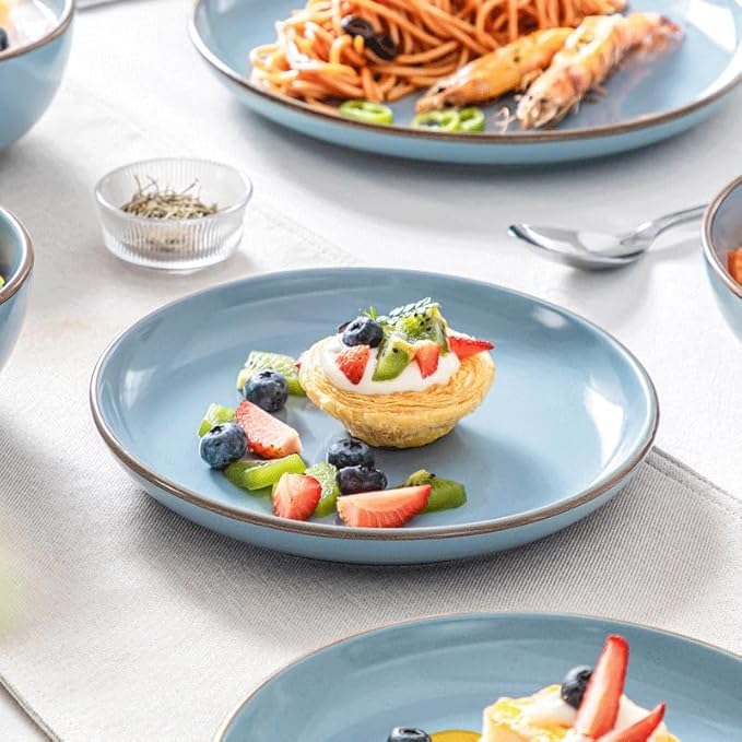 16 Piece Ceramic Tableware Set with Dinner Dessert Soup Plate Bowl for 4 Person Round Dinnerware Set