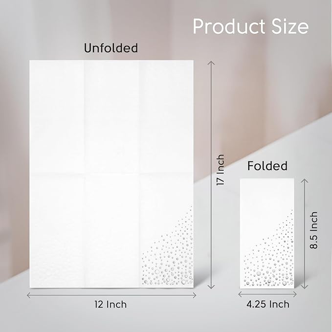 Stylish White and Silver Napkins for Party, 100 Linen Feel Disposable Dinner Napkins, 8.5x4.25" Silver Hand Towels for Bathroom, Cloth Like Linen Feel Guest Towels for Wedding, Reception or Event