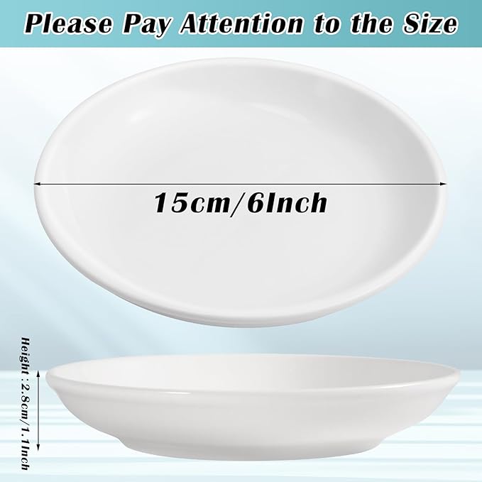 White Dessert Plates Ceramic,Set of 6 Small Dinner Plates,6 Inch Round Appetizer Plates,Ceramic Salad Plates Set,Ceramic Serving Dishes,Microwave and Dishwasher Safe